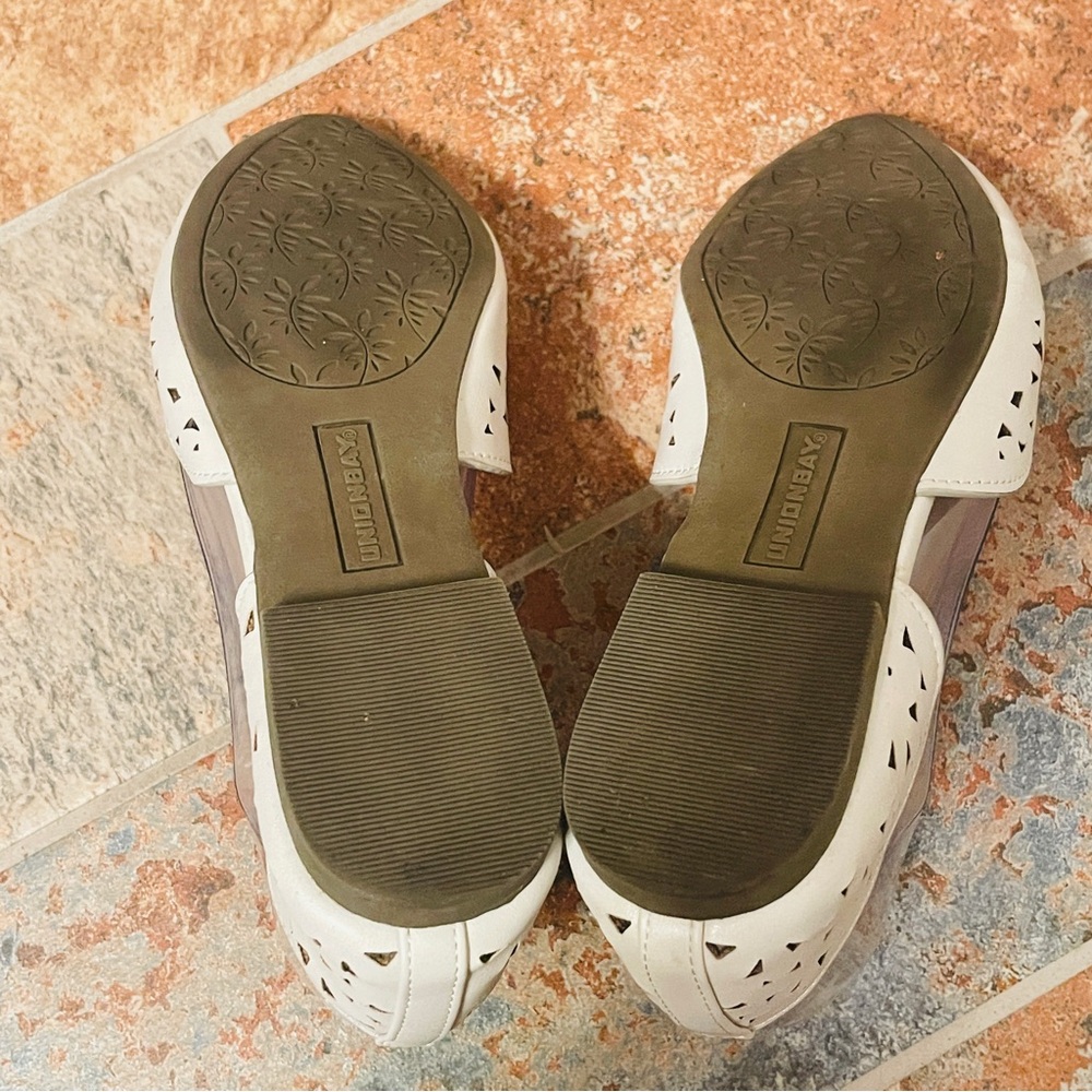 🎂Cute &Comfy Union Bay Leather White Cutout Scalloped Edge D’Orsay Style Flats! - Picture 6 of 14
